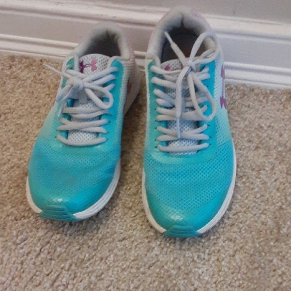 Under Armour Women's Bluish Green and Purple Running Shoes - Picture 2 of 6